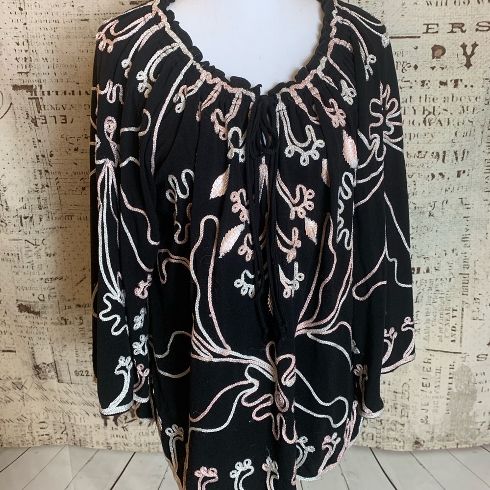 Lauren Michelle Woman 3X Blouse Top Embroidery